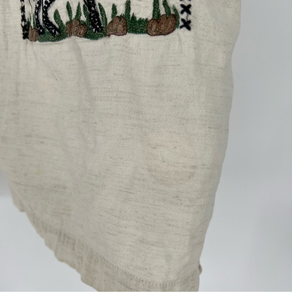 VTG New Directions Safari Print Embroidered Button Shirt Large Linen Cotton - Picture 10 of 16